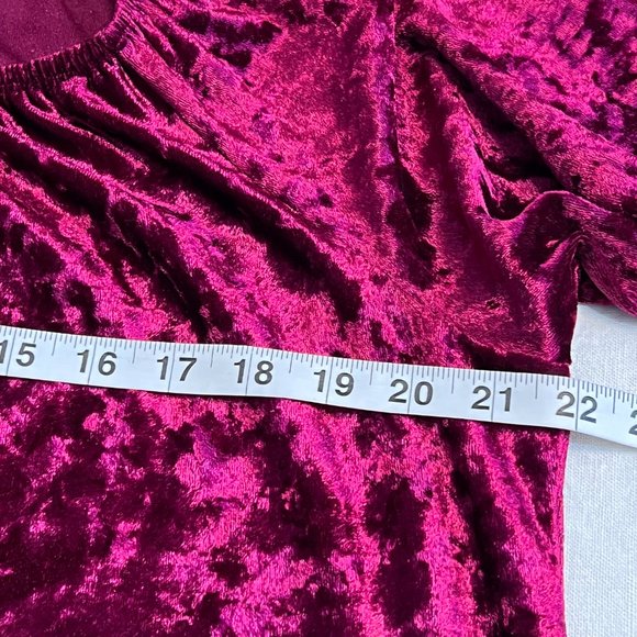 Zac & Rachel Women's Top Pink Velvet 3/4 Ruffle Sleeve Blouse Size PXL - Picture 6 of 8